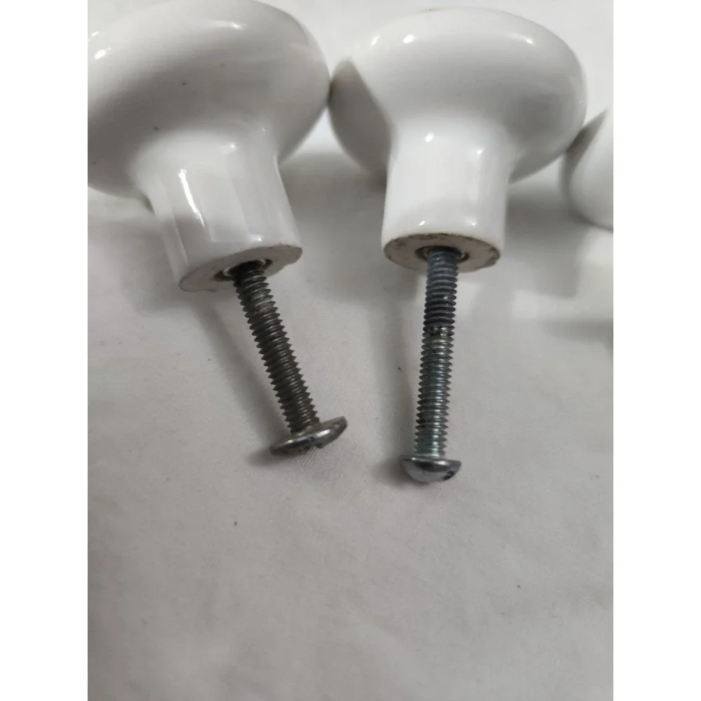 White Ceramic Drawer Or Cupboard Pulls Set Of Five